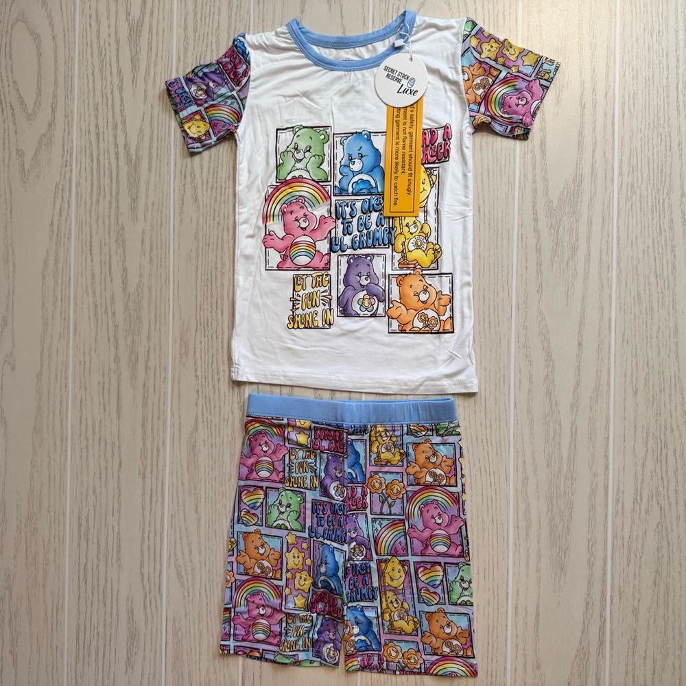 Little Britches Boutique Bamboo Care Bears Pajama‎ Set Unisex Size 5/6Y NEW
